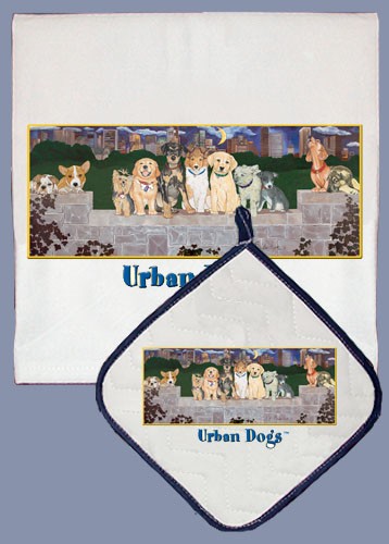 Picture of Pipsqueak Productions DP003 Dog Dish Towel And Pot Holder Set