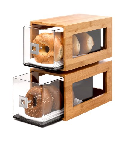 Picture of Rosseto Serving Solutions BD102 Bakery Column Natural Bamboo with 2 Small Acrylic Drawers
