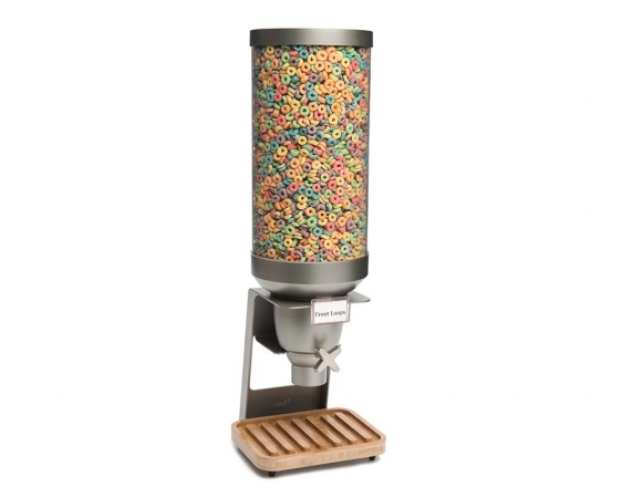 EZ551 Single Container Table-Top Cereal Dispenser with Bamboo Tray- 3.5 Gallon -  Rosseto Serving Solutions