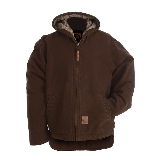 BHJ42BBR440 Boys Washed Hooded Coat- Bark - Large