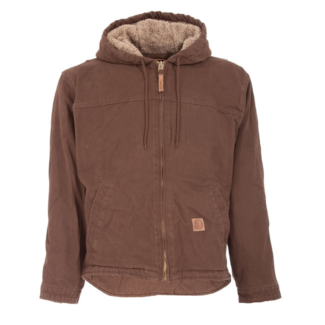 HJ626BBT480 Washed Hooded Work Coat, Bark - Extra Large