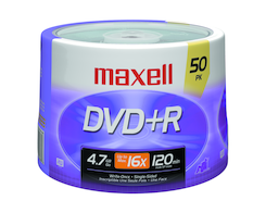 Picture of Maxell Media 56989 DVD Plus R High Speed Recordable Disk 16x - Silver&#44; 4.7GB