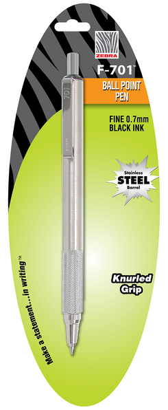 30626 F-701 Retractable Ballpoint Pen - Silver -  Zebra, ZE87252