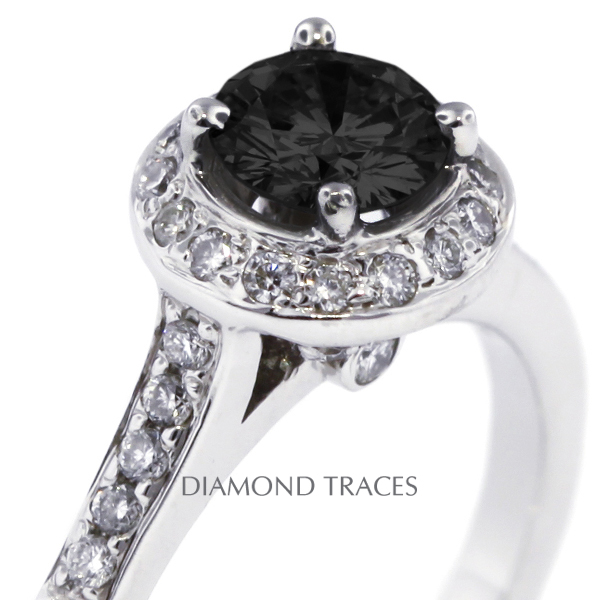 Picture of Diamond Traces D-M8071-ENR6406-8622 1.88 Carat Total Natural Diamonds 14K White Gold 4-Prong Setting Accents Engagement Ring