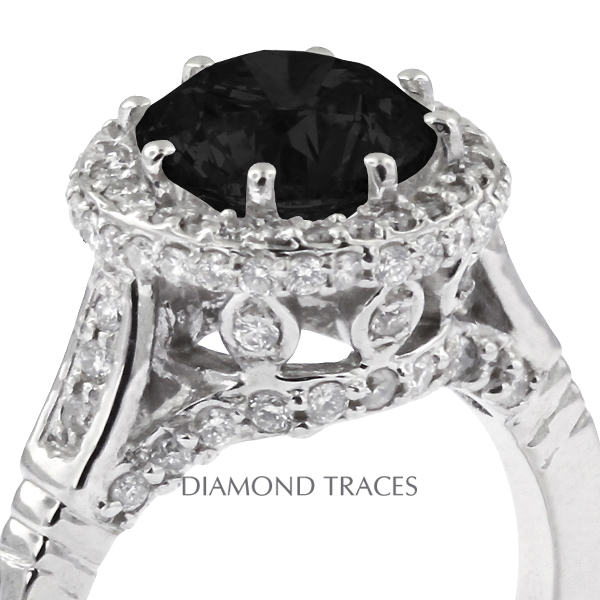 Picture of Diamond Traces D-M8077-KR6230_XD200-7042 3.10 Carat Total Natural Diamonds 18K White Gold 6-Prong Setting Accents Engagement Ring