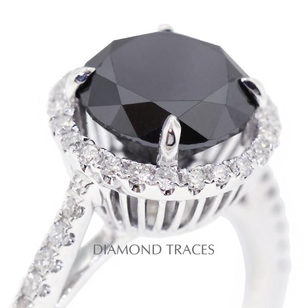Picture of Diamond Traces D-M8077-KR6228_XD200-4276 2.75 Carat Total Natural Diamonds 18K White Gold 4-Prong Setting Accents Engagement Ring