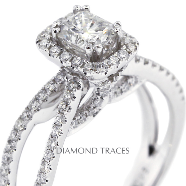 Picture of Diamond Traces D-L3723-1-KR6796_XD4x6-3754 1.41 Carat Total Natural Diamonds 18K White Gold 4-Prong Setting Split Shank Engagement Ring