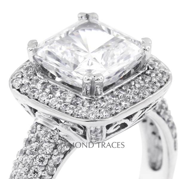 Picture of Diamond Traces D-L2308-2-ENR8780-2601 2.12 Carat Total Natural Diamonds 14K White Gold 4-Prong Setting Accents Engagement Ring