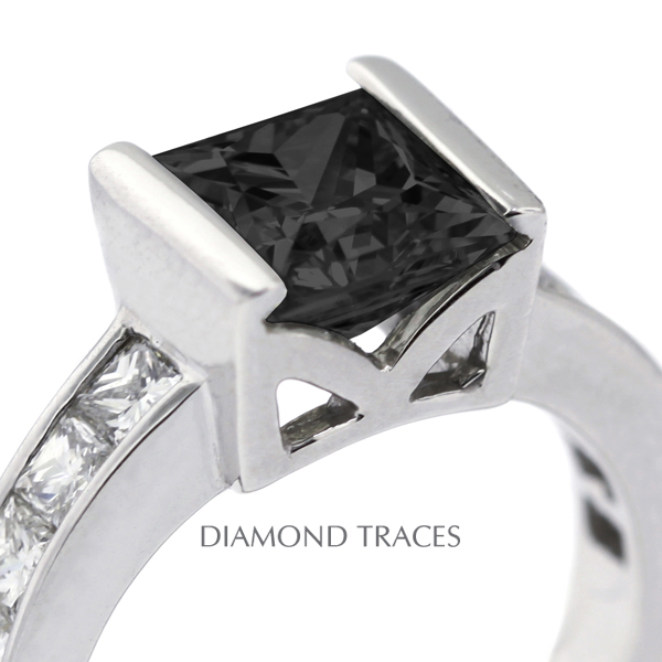Picture of Diamond Traces D-M7998-CM017_Princess-5315 3.34 Carat Total Natural Diamonds 14K White Gold Channel Setting Accents Engagement Ring