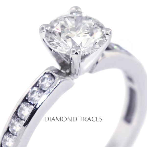 Picture of Diamond Traces D-L2772-2-CM019_Round-7187 1.11 Carat Total Natural Diamonds 14K White Gold 4-Prong Setting Accents Engagement Ring