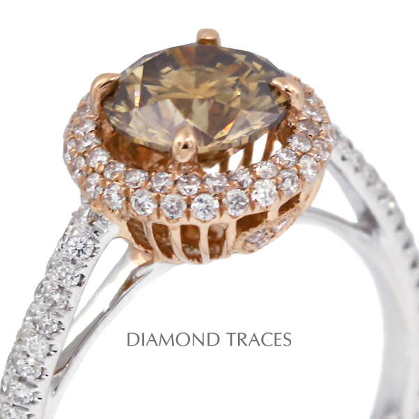 Picture of Diamond Traces D-P1211-3-KR6231_XD100-6919 1.66 Carat Total Natural Diamonds 18K Two-Tone Gold 4-Prong Setting Accents Engagement Ring