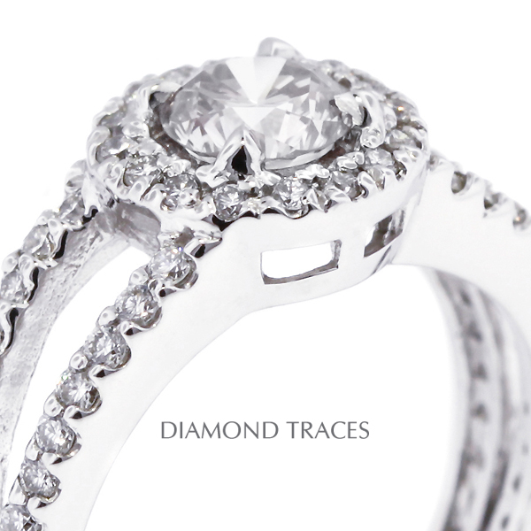 Picture of Diamond Traces D-J1655-2-ENR7260-4315 1.64 Carat Total Natural Diamonds 14K White Gold 4-Prong Setting Split Shank Engagement Ring
