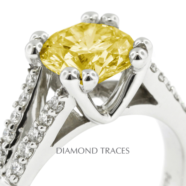 Picture of Diamond Traces D-M7711-ENR462-2-7272 1.55 Carat Total Natural Diamonds 14K White Gold 4-Prong Setting Split Shank Engagement Ring