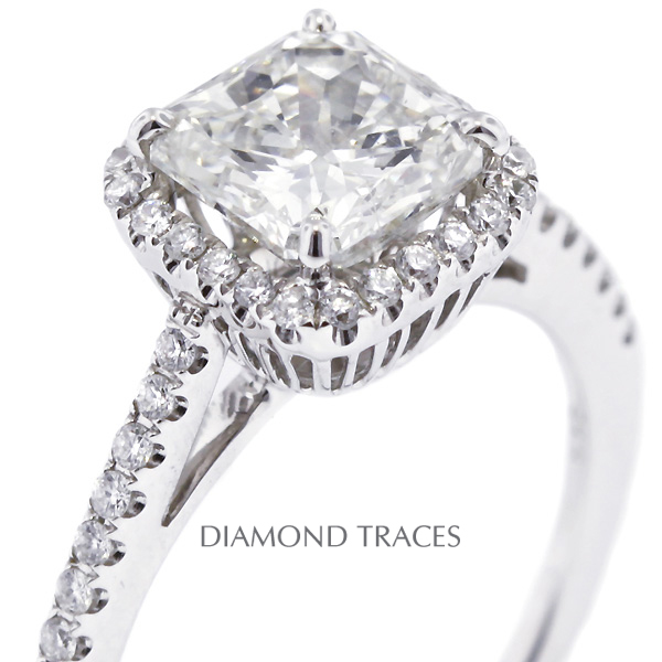 Picture of Diamond Traces D-J1010-1-KR6031_XD100-2849 1.44 Carat Total Natural Diamonds 18K White Gold 4-Prong Setting Accents Engagement Ring