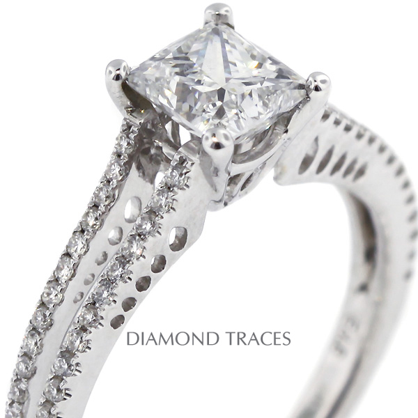 Picture of Diamond Traces D-P1206-8-KR6420-2897 1.39 Carat Total Natural Diamonds 18K White Gold 4-Prong Setting Split Twist Shank Engagement Ring