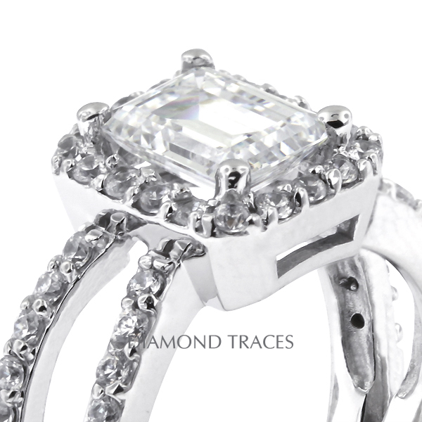 Picture of Diamond Traces D-L3209-2-ENR8383-2598 1.98 Carat Total Natural Diamonds 14K White Gold 4-Prong Setting Split Shank Engagement Ring