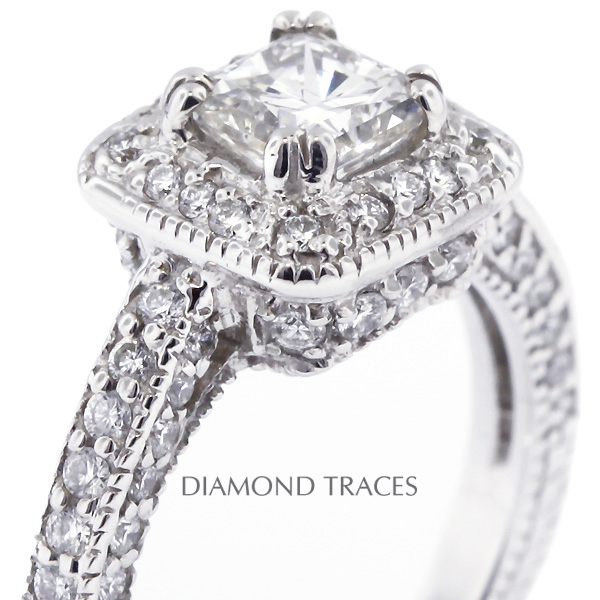 Picture of Diamond Traces D-L2343-1-ENR6556-1271 2.05 Carat Total Natural Diamonds 14K White Gold 4-Prong Setting Engagement Ring with Milgrains Engagement Ring