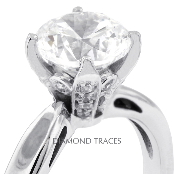 Picture of Diamond Traces D-J1162-2-ENR8595-6386 1.44 Carat Total Natural Diamonds 14K White Gold 4-Prong Setting Accents Engagement Ring