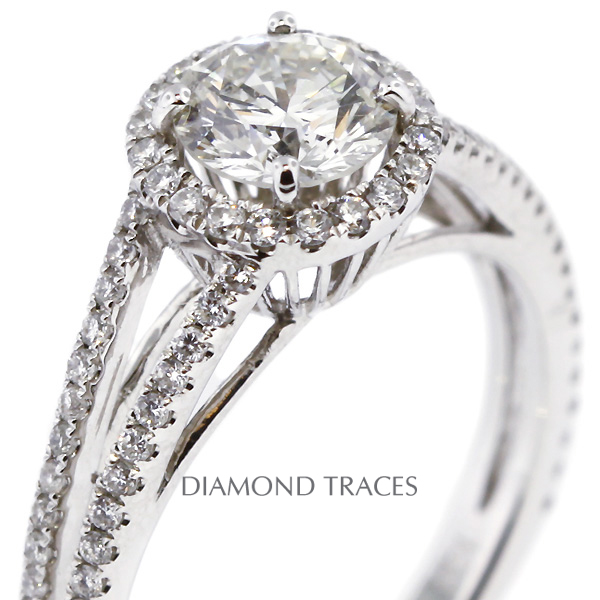 Picture of Diamond Traces D-J1539-2-KR6776_XD75-4948 1.69 Carat Total Natural Diamonds 18K White Gold 4-Prong Setting Split Shank Engagement Ring
