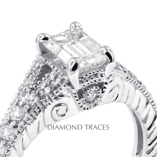 Picture of Diamond Traces D-L2100-2-ENR6802-0383 1.39 Carat Total Natural Diamonds 14K White Gold 4-Prong Setting Split Shank Engagement Ring