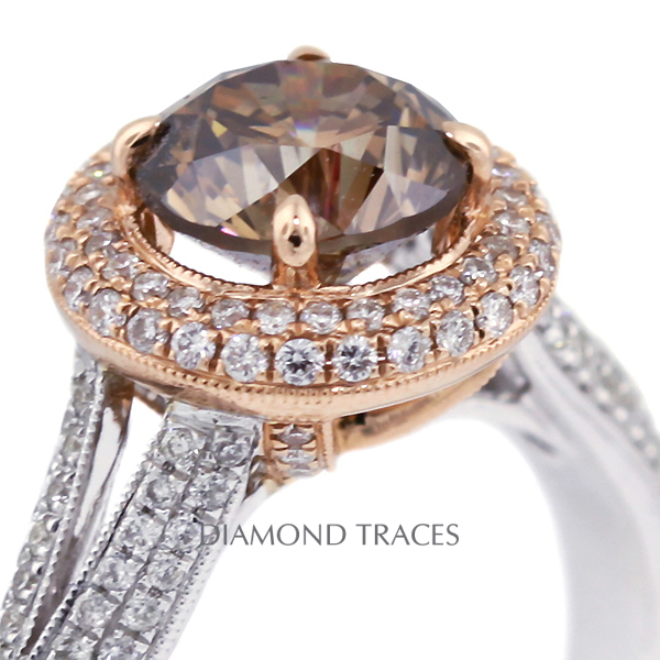 Picture of Diamond Traces D-P1211-6-KR7326_XD150-2272 2.20 Carat Total Natural Diamonds 18K Two-Tone Gold 4-Prong Setting Split Shank Engagement Ring