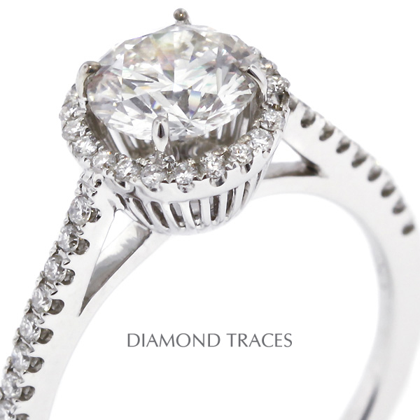 Picture of Diamond Traces D-L3041-1-KR6228_XD75-7800 1.70 Carat Total Natural Diamonds 18K White Gold 4-Prong Setting Accents Engagement Ring