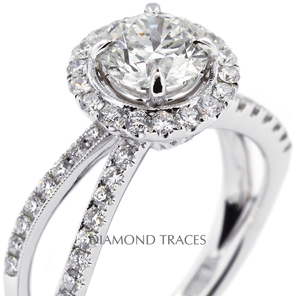 Picture of Diamond Traces D-J1588-1-KR6510_XD100-6736 1.91 Carat Total Natural Diamonds 18K White Gold 4-Prong Setting Split Shank Engagement Ring