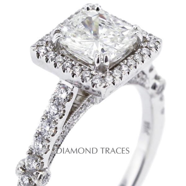 Picture of Diamond Traces D-L3788-2-KR6236_XD100-5005 1.81 Carat Total Natural Diamonds 18K White Gold 4-Prong Setting Engagement Ring with Milgrains Engagement Ring