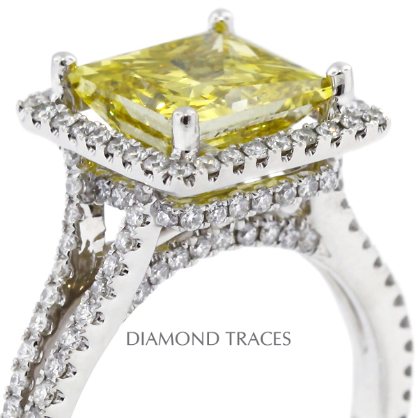 Picture of Diamond Traces D-L3755-2-KR7147_XD400-4873 2.14 Carat Total Natural Diamonds 18K White Gold 4-Prong Setting Split Shank Engagement Ring