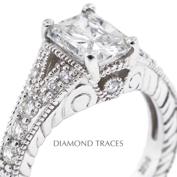 Picture of Diamond Traces D-L2756-1-ENR6804-4475 1.60 Carat Total Natural Diamonds 14K White Gold 4-Prong Setting Split Shank Engagement Ring
