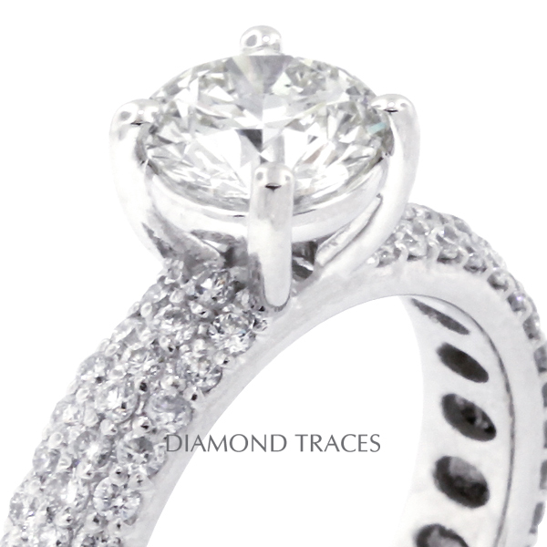 Picture of Diamond Traces D-J1585-1-CM034_Round-2805 3.24 Carat Total Natural Diamonds 14K White Gold 4-Prong Setting Accents Engagement Ring