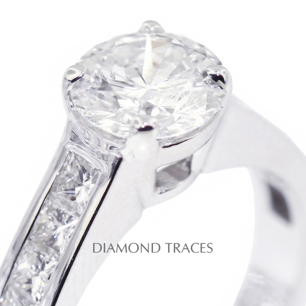 Picture of Diamond Traces D-P1272-7-CM020_Round-1681 2.31 Carat Total Natural Diamonds 14K White Gold 4-Prong Setting Accents Engagement Ring
