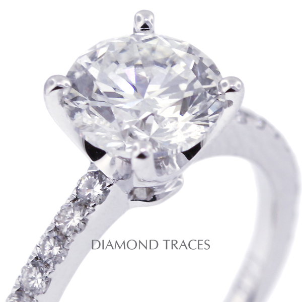 Picture of Diamond Traces D-P1272-8-KR7884_XD200-0992 1.82 Carat Total Natural Diamonds 18K White Gold 4-Prong Setting Accents Engagement Ring
