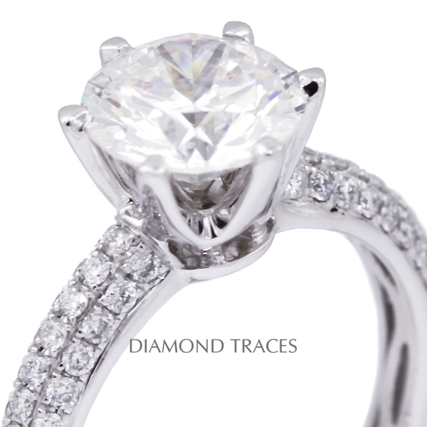 Picture of Diamond Traces D-L2978-2-KR8623_XD200-0830 2.17 Carat Total Natural Diamonds 18K White Gold 6-Prong Setting Accents Engagement Ring