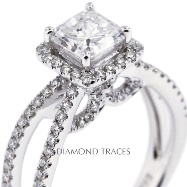 Picture of Diamond Traces D-L3585-1-KR6825_XD150-8497 1.73 Carat Total Natural Diamonds 18K White Gold 4-Prong Setting Split Shank Engagement Ring