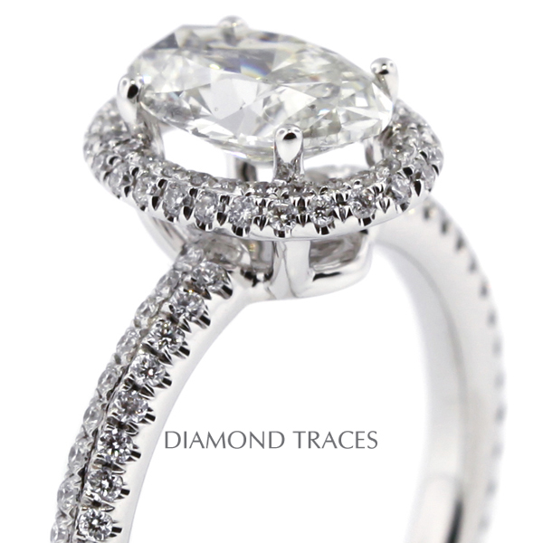 Picture of Diamond Traces D-L3233-1-KR7742_XD8x6-0193 2.18 Carat Total Natural Diamonds 18K White Gold 4-Prong Setting Accents Engagement Ring