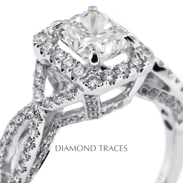 Picture of Diamond Traces D-L2756-2-KR7133_XD100-7203 1.80 Carat Total Natural Diamonds 18K White Gold 4-Prong Setting Split Twist Shank Engagement Ring
