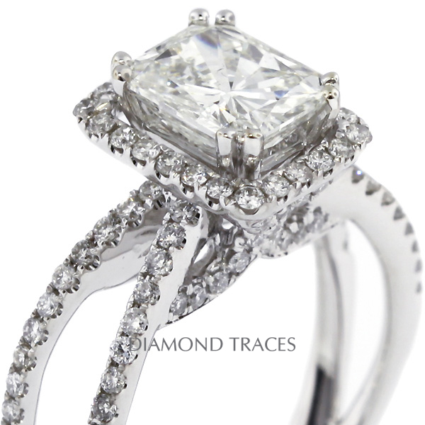 Picture of Diamond Traces D-L2756-2-KR6796_XD8x6-3768 1.87 Carat Total Natural Diamonds 18K White Gold 4-Prong Setting Split Shank Engagement Ring