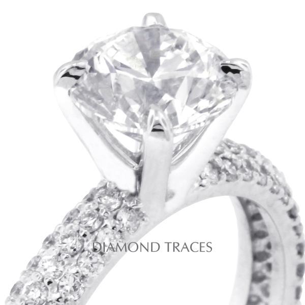 Picture of Diamond Traces D-L3862-2-CM035_Round-1857 2.75 Carat Total Natural Diamonds 14K White Gold 4-Prong Setting Accents Engagement Ring