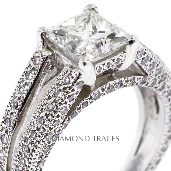 Picture of Diamond Traces D-L3371-1-ENR2990-3386 2.72 Carat Total Natural Diamonds 14K White Gold 4-Prong Setting Split Shank Engagement Ring