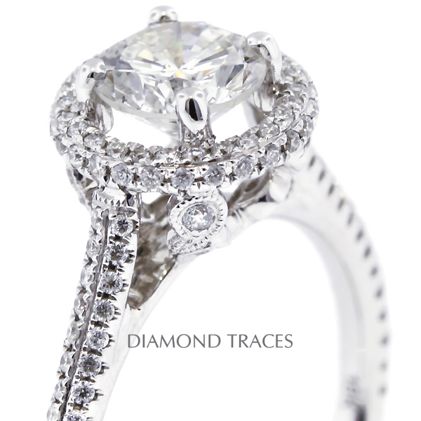 Picture of Diamond Traces D-J2232-2-KR6230_XD75-7000 1.93 Carat Total Natural Diamonds 18K White Gold 4-Prong Setting Accents Engagement Ring