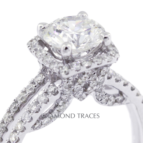 Picture of Diamond Traces D-P1218-1-KR6398_XD100-2099 2.08 Carat Total Natural Diamonds 18K White Gold 4-Prong Setting Split Twist Shank Engagement Ring