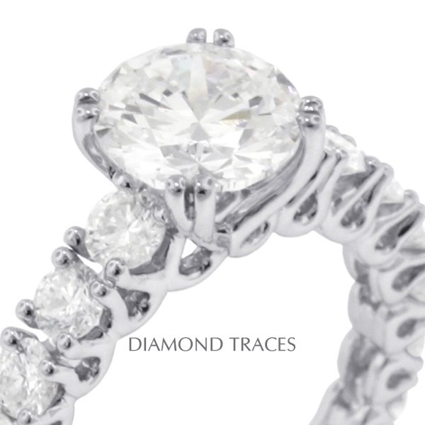 Picture of Diamond Traces D-L3799-2-KR7136_XD200-8068 3.49 Carat Total Natural Diamonds 18K White Gold 8-Prong Setting Accents Engagement Ring