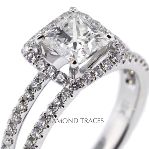 Picture of Diamond Traces D-P1206-3-KR6791_XD100-3874 1.85 Carat Total Natural Diamonds 18K White Gold 4-Prong Setting Split Shank Engagement Ring