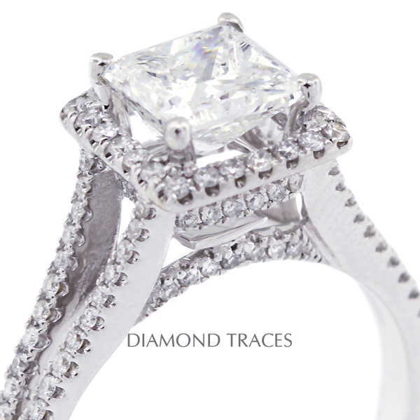 Picture of Diamond Traces D-P1206-31-KR7147_XD100-3036 1.90 Carat Total Natural Diamonds 18K White Gold 4-Prong Setting Split Shank Engagement Ring