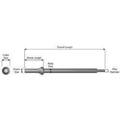 Pneumatic Bit, Roll Pin Driver, 3/8" Punch Diameter, .401 Shank Turn Type. Length 7-1/2"