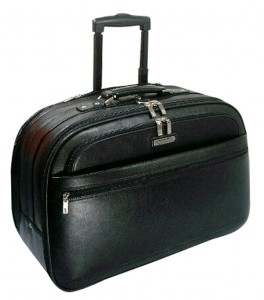 Picture of Harvest A214-BLACK Full Grain Leather- Carry-on Rolling Briefcase