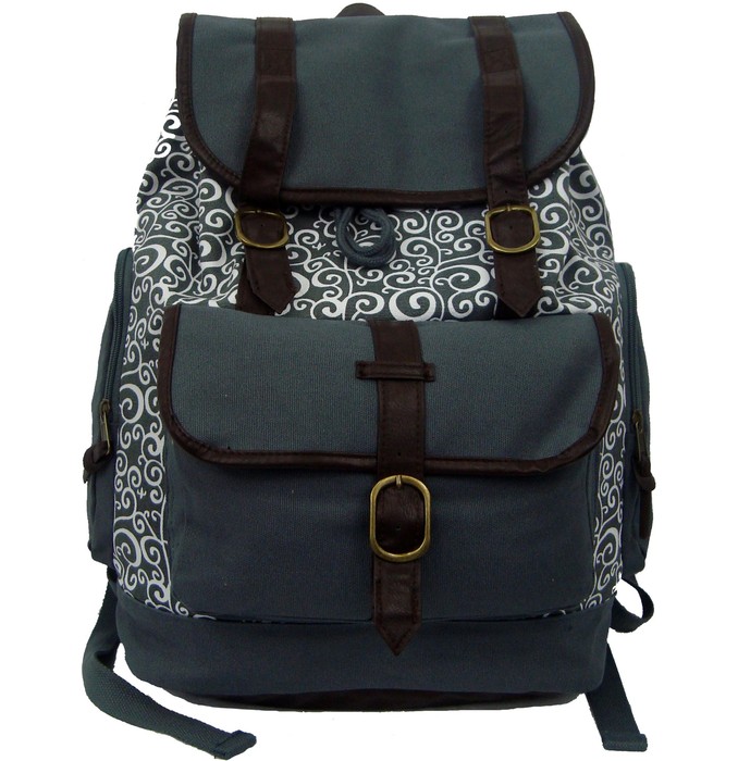 Picture of Harvest RT101 Grey Printed Canvas Computer Daypack fits 15 in. Laptop