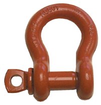 Screw Pin Anchor Shackles, 1/4 in Bail Size, .75 Ton, Orange Paint