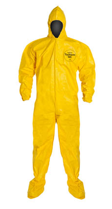 Picture of Dupont 251-QC122B-2XL Yellow Tychem Qc Coverall Zip Front Att Socks 2 Extra Large